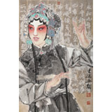 梁健 畫(huà)戲《俏花旦》 當(dāng)代百杰畫(huà)家 中美協(xié)會(huì)員 代表作花旦題材