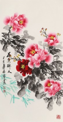 【已售】王偉寧《花香醉人》 青年書(shū)畫(huà)才俊 河南美協(xié)會(huì)員