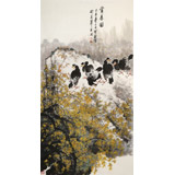 【已售】王寶欽 六尺《賞春圖》當(dāng)代花鳥(niǎo)牡丹畫(huà)名家（詢(xún)價(jià)）